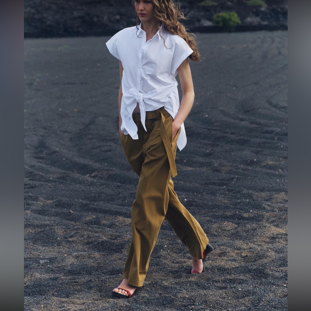 Zara ZW collection belted wide leg pants - Picture 10 of 11